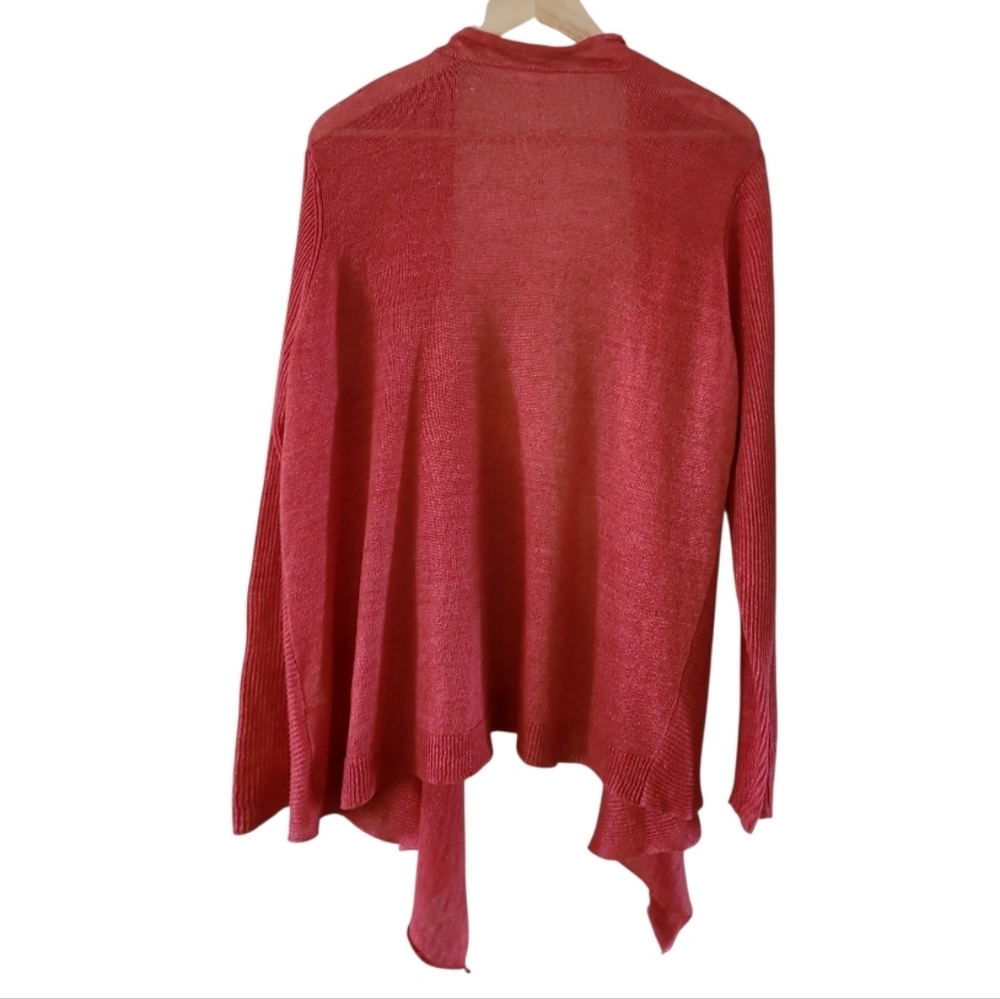 Eileen Fisher Women's 100% Linen Open Front Cardigan Salmon Pink Orange Size 1X - Picture 9 of 16